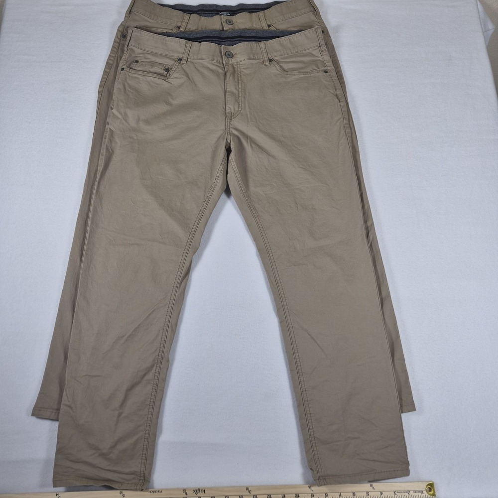 Bundle of 2 Members Mark Mason Pants Men's Size 38x30 Flat Casual Tan/Khaki